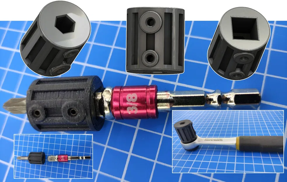 Bộ chuyển đổi vuông 3/8 sang đầu lục giác 1/4 - Image 2