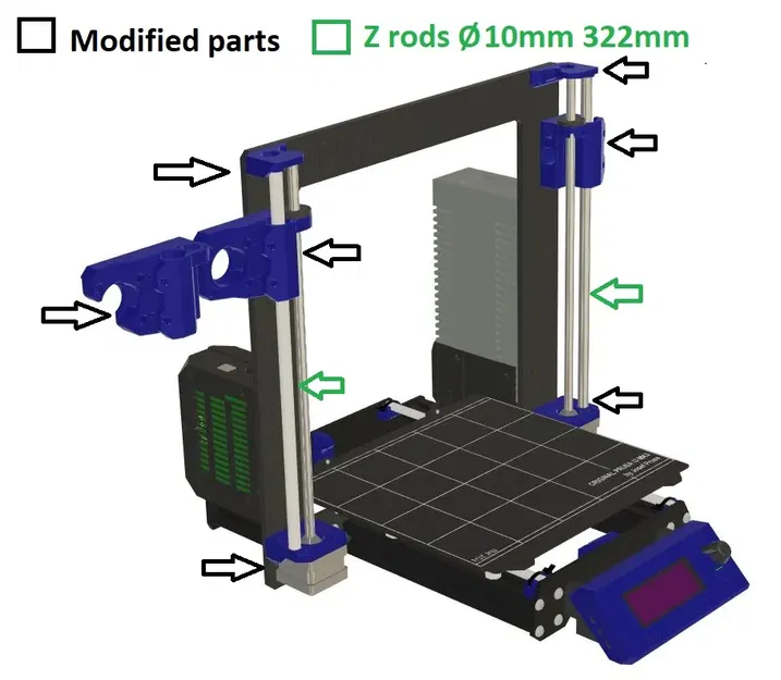 Bộ nâng cấp Prusa MK3/MK3s với thanh dẫn X và thanh Z Ø10mm - Image 3