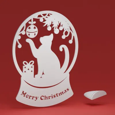 Quả cầu tuyết mèo với đế tùy chỉnh cho trang trí Giáng Sinh