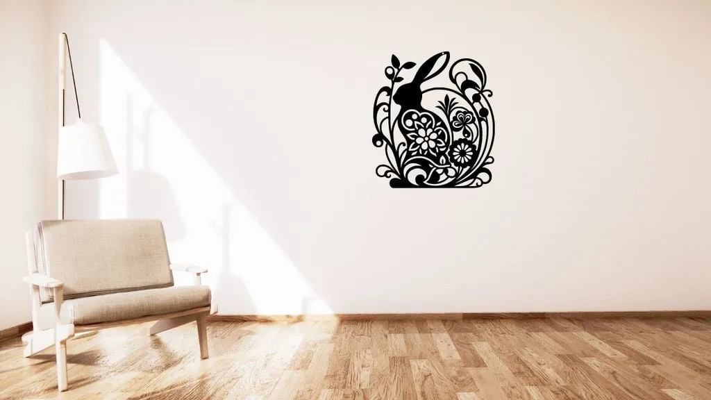 Trang trí lễ Phục Sinh với thỏ và hoa treo tường - Image 1