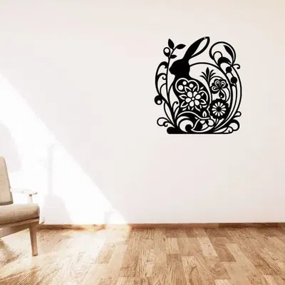 Trang trí lễ Phục Sinh với thỏ và hoa treo tường