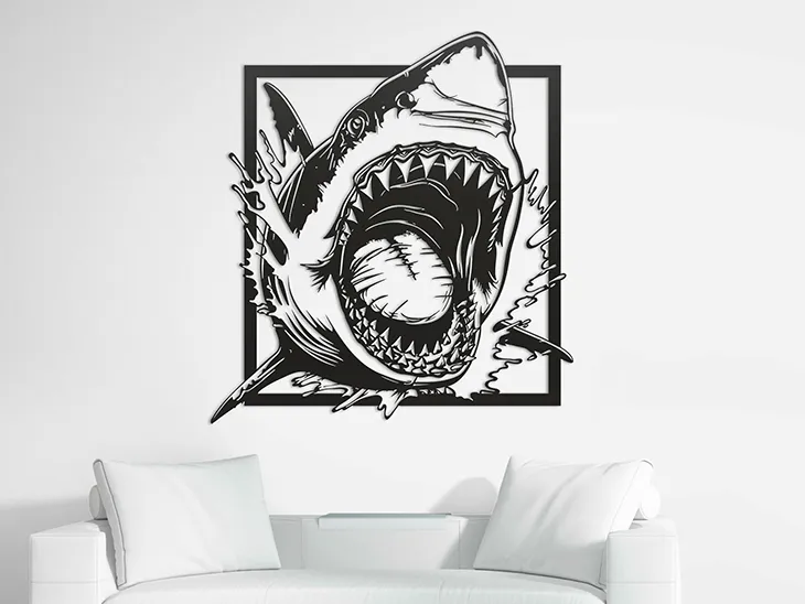 Cuộc tấn công của cá mập trong mô hình nghệ thuật treo tường - Image 1