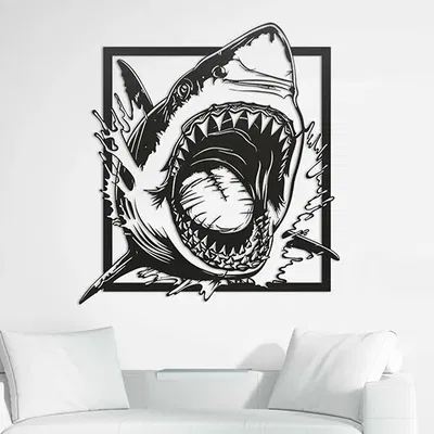 Cuộc tấn công của cá mập trong mô hình nghệ thuật treo tường