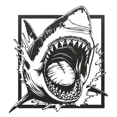 Cuộc tấn công của cá mập trong mô hình nghệ thuật treo tường