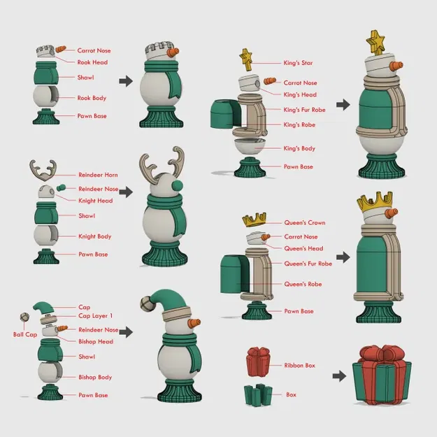 Cờ vua Giáng sinh với nhân vật cổ điển và họa tiết lễ hội - Image 4