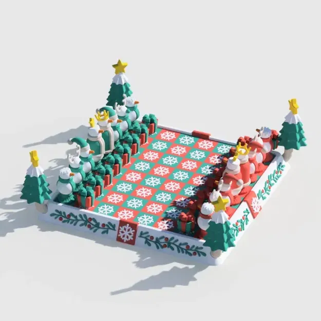 Cờ vua Giáng sinh với nhân vật cổ điển và họa tiết lễ hội - Image 5