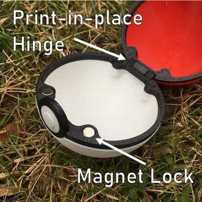 Pokeball với cơ chế bản lề in liền và khóa từ