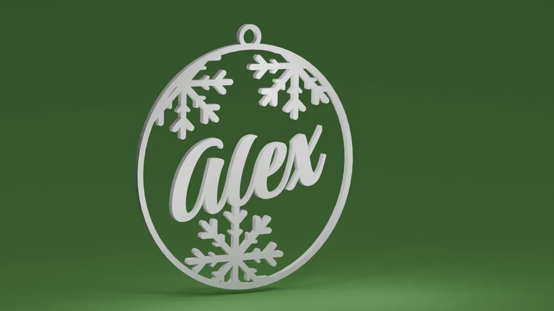 Quả cầu Giáng sinh với bông tuyết và tên Alex - Image 1