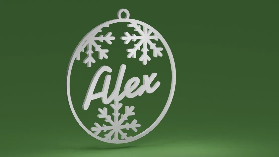 Quả cầu Giáng sinh với bông tuyết và tên Alex - Image 2