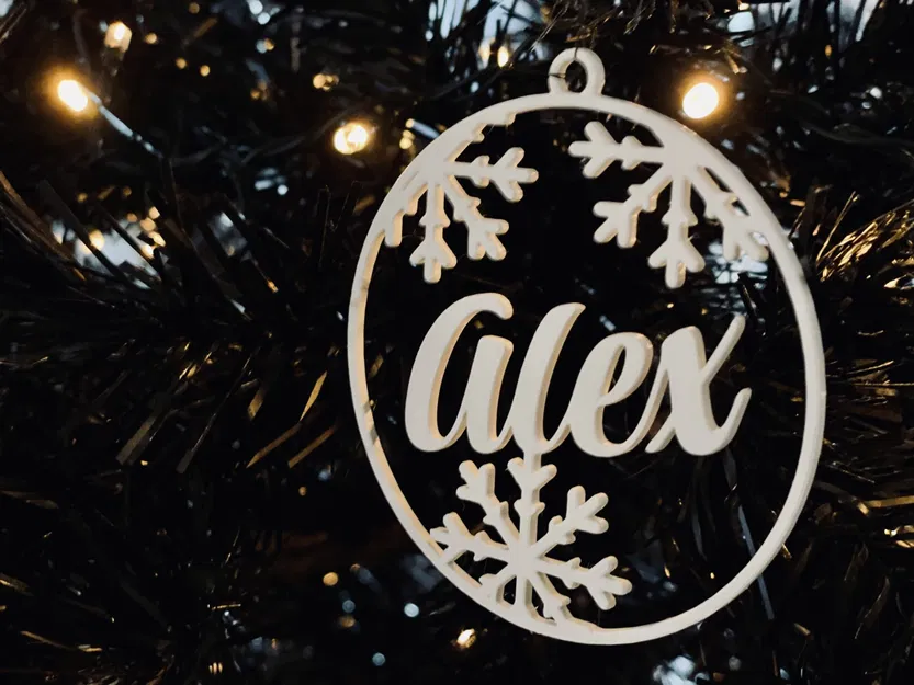 Quả cầu Giáng sinh với bông tuyết và tên Alex - Image 3