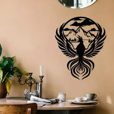 Tranh tường Phượng hoàng bay lên giữa núi và gấu