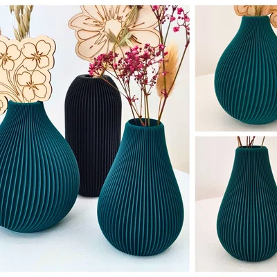 Bình hoa gân 3D cho hoa khô và trang trí