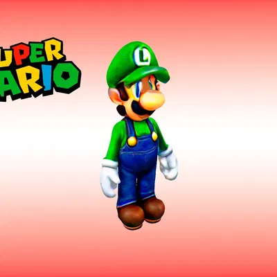 Mô hình Luigi với biểu tượng "L" đặc trưng cho in 3D