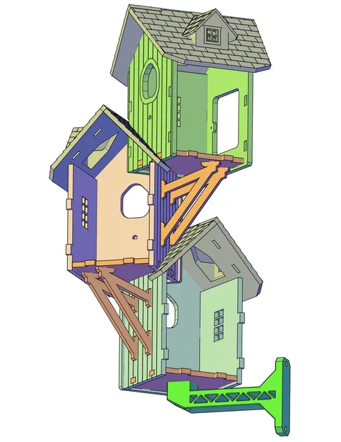 Nhà chim ba tầng không cần hỗ trợ! Cải tiến! - Image 3