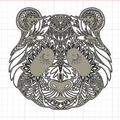 Mô hình mandala gấu trúc cao 2mm dễ in