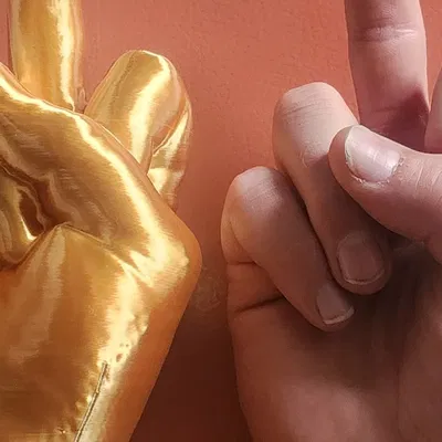 Cúp tay người với ngón giữa giơ lên độc đáo