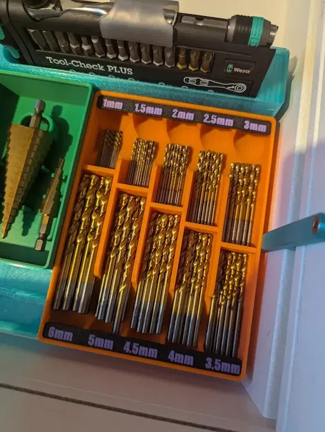 Giá đỡ khoan đa năng Gridfinity cho 10 kích thước mũi khoan - Image 1