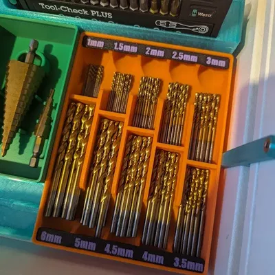 Giá đỡ khoan đa năng Gridfinity cho 10 kích thước mũi khoan