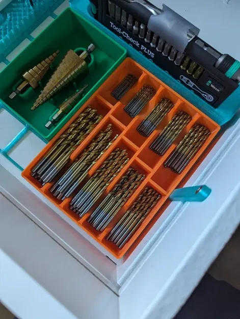 Giá đỡ khoan đa năng Gridfinity cho 10 kích thước mũi khoan - Image 2