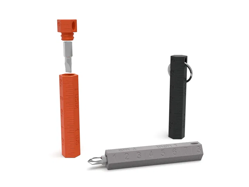 Móc chìa khóa đa năng tích hợp tua vít và thước kẻ - Image 4