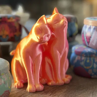 Hai chú mèo âu yếm bên nhau trong tư thế thân mật