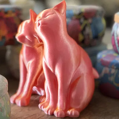 Hai chú mèo âu yếm bên nhau trong tư thế thân mật