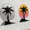 Nền hình học retro Miami với cây cọ 3D - Thumbnail 1