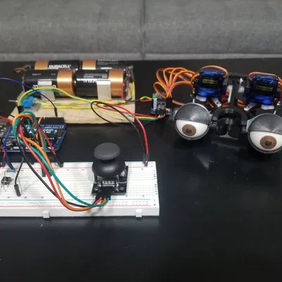 Lắp ráp mắt animatronic với servo và joystick Arduino