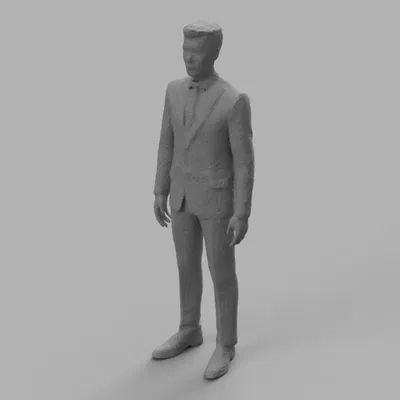 Nhân vật nam mặc vest đứng với tư thế tự nhiên