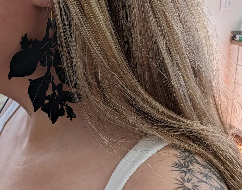 Bông tai lá cây belladonna phong cách tự nhiên treo lớn - Image 1