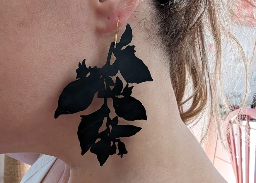 Bông tai lá cây belladonna phong cách tự nhiên treo lớn - Image 2