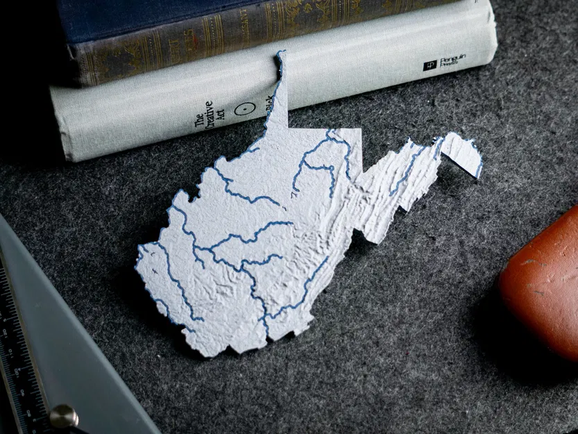 Bản đồ địa hình Tây Virginia, Hoa Kỳ với các con sông - Image 2