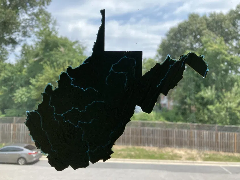 Bản đồ địa hình Tây Virginia, Hoa Kỳ với các con sông - Image 6