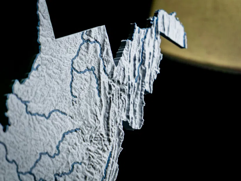 Bản đồ địa hình Tây Virginia, Hoa Kỳ với các con sông - Image 9