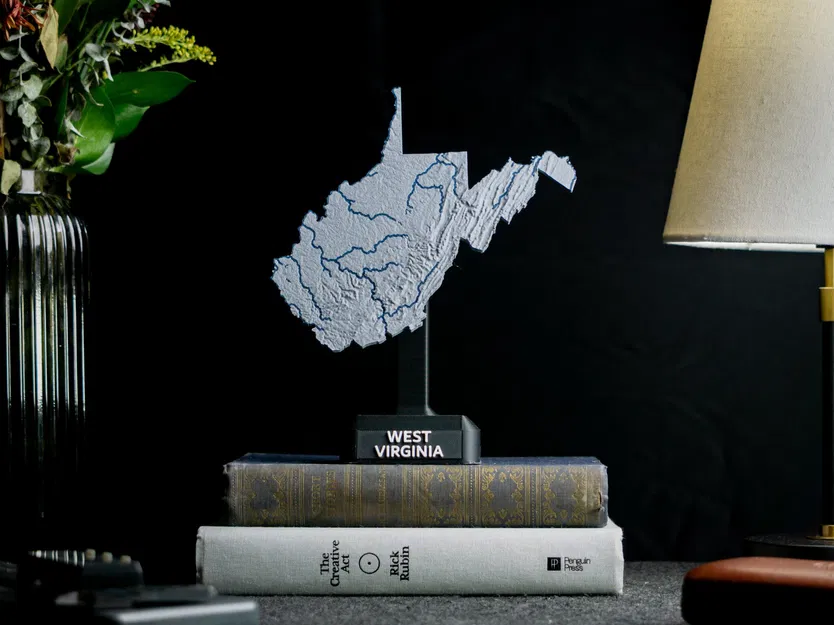 Bản đồ địa hình Tây Virginia, Hoa Kỳ với các con sông - Image 11