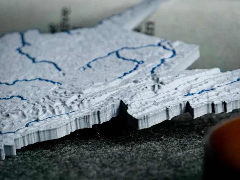 Bản đồ địa hình Tây Virginia, Hoa Kỳ với các con sông - Image 13