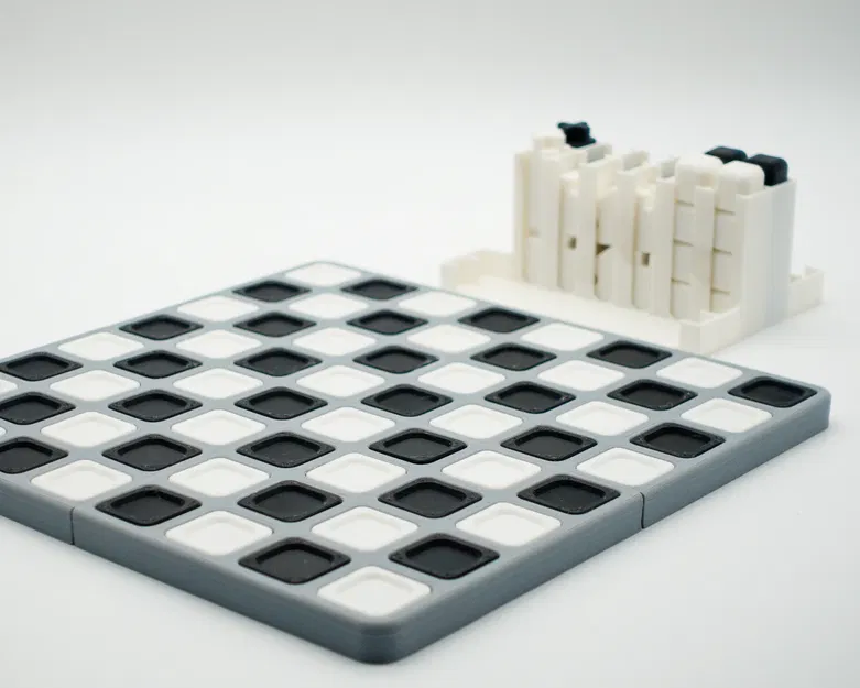 Bộ cờ vua tối giản với bàn cờ phân đoạn và giá đỡ quân... - Image 5