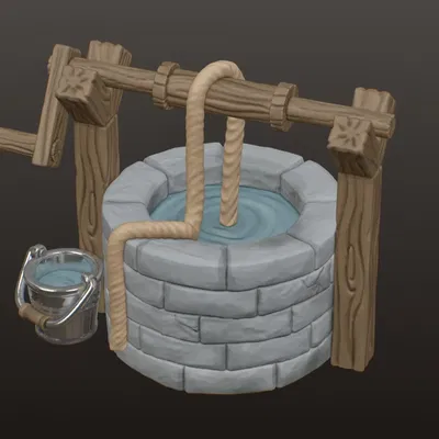 Giếng nước cổ điển cho mô hình làng thời trung cổ