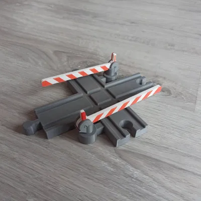 Đường ray gỗ cho tàu hỏa - Ngã tư đường sắt có rào chắn