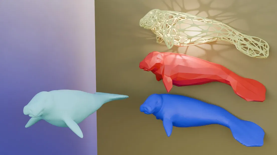 Manatee bơi ra từ tường trang trí nghệ thuật - Image 1