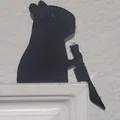 Nắp cửa hình capybara cầm dao hài hước - Thumbnail 1