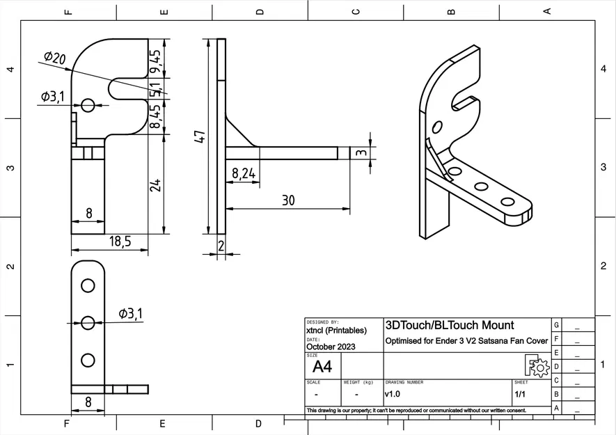 Giá đỡ BLTouch tối ưu cho quạt Satsana trên máy in 3D Ender 3 V2 - Image 4