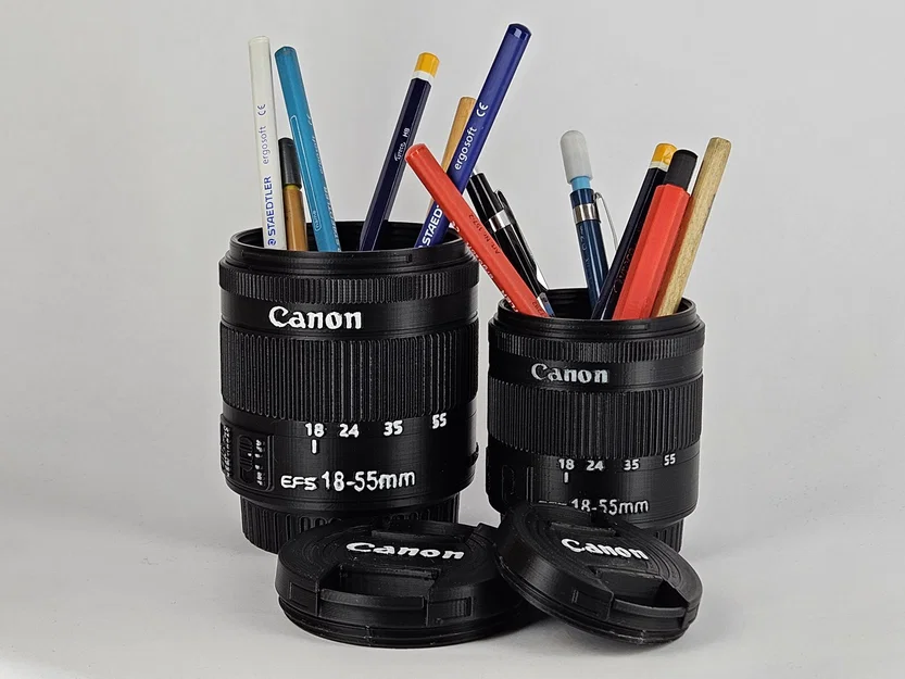 Hộp đựng ống kính Canon EF-S 18-55mm và giá đỡ bút - Image 1