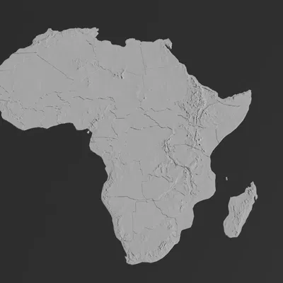 Mô hình địa hình 3D các quốc gia châu Phi