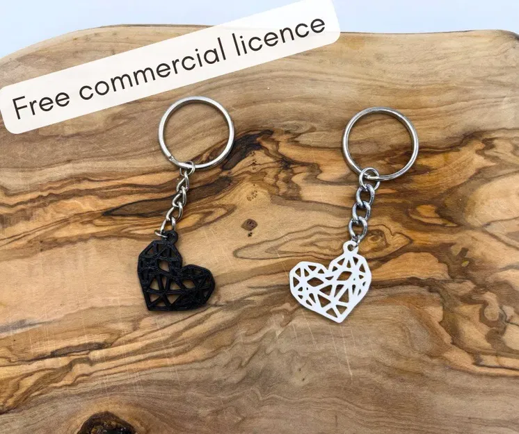 Móc khóa hình trái tim lowpoly dễ thương - Image 1