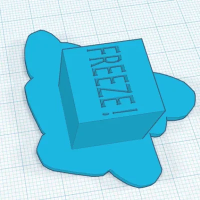 Đồ chặn cửa hình khối băng tan với chữ "FREEZE!