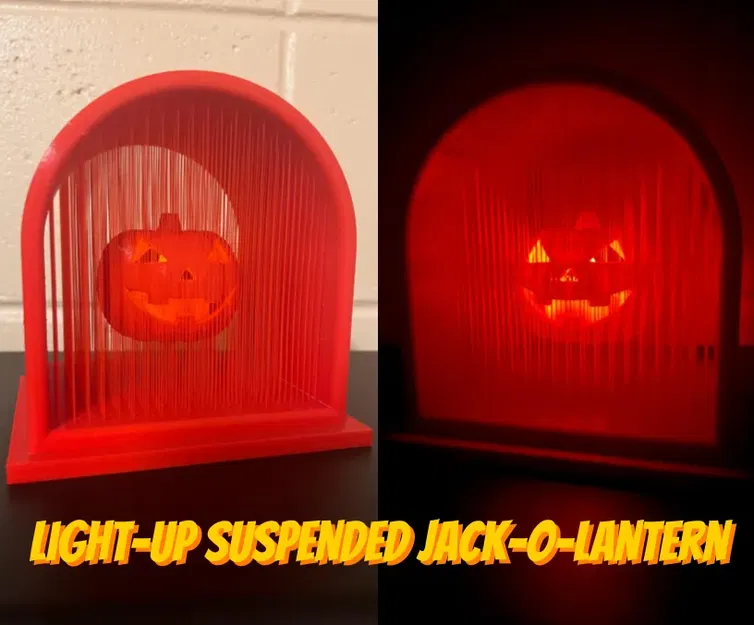 Đèn lồng bí ngô treo trong khung hình bia mộ - Image 1