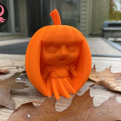 Nhân vật trẻ em bí ngô với kiểu tóc bí ngô dễ thương