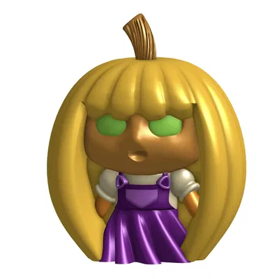 Nhân vật trẻ em bí ngô với kiểu tóc bí ngô dễ thương