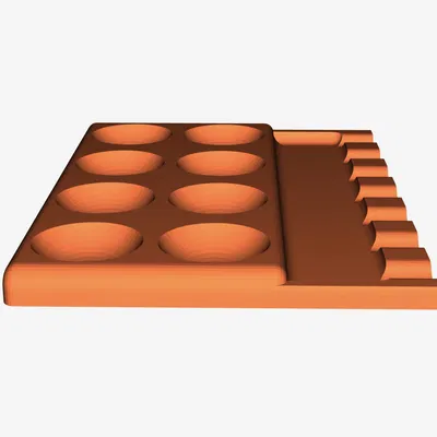 Bảng màu với giá đỡ cọ vẽ cho nghệ thuật vẽ tranh